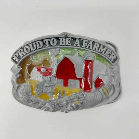 Proud to Be A Farmer Belt Buckle Red Barn House Western Cowboy-Core - Picture 8 of 8